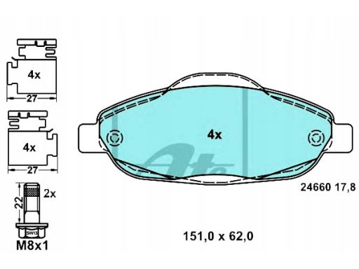 13.0470-3847.2 Klocek Hamulcowy Kpl. Ate