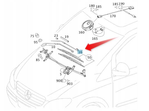 A0008604847 Dysza spryskiwacza lewa Mercedes Vito W639 OEM
