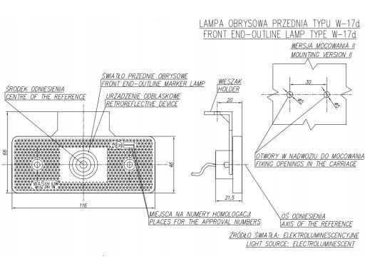 105Z Światło Obrysowe 105Z W17D Waś