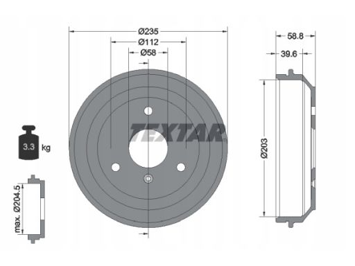 94035600 Bęben Hamulcowy Textar