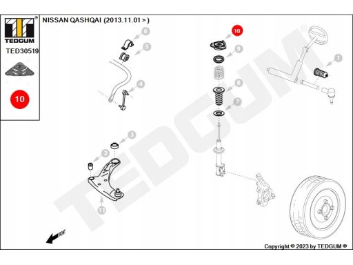 Ted30519 Górne Mocowanie Amortyzatora Ted-Gum