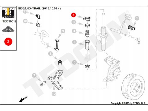 Ted30519 Górne Mocowanie Amortyzatora Ted-Gum
