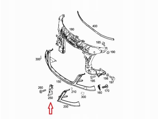 Ślizg zderzaka mocowanie Mercedes W906 L P