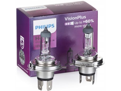 Philips H4 Visionplus 37435360 Żarówka Reflektora 12V 60/55W P43T 2Szt
