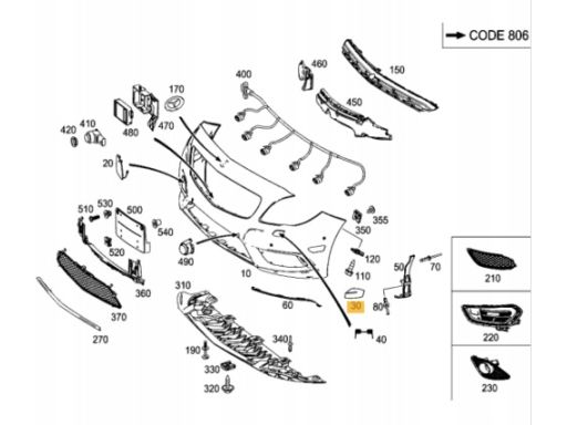 Zaślepka klapka spryskiwacza Mercedes W117 CLA L P