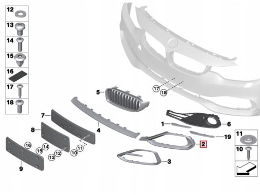 Osłona kratka zderzaka sport line BMW 4 F33 nowa