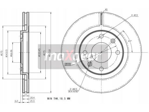19-0700 Tarcza Ham. Peugeot P. 206/305/306/405/P Maxgear