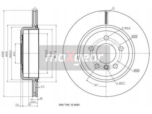 19-2783 Tarcza Ham. Bmw T. 5 10- (F10) [330X64] Maxgear