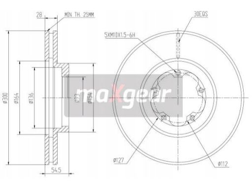 19-1047Max Tarcza Ham. Ford P. Transit 06- 300X28 Z Maxgear