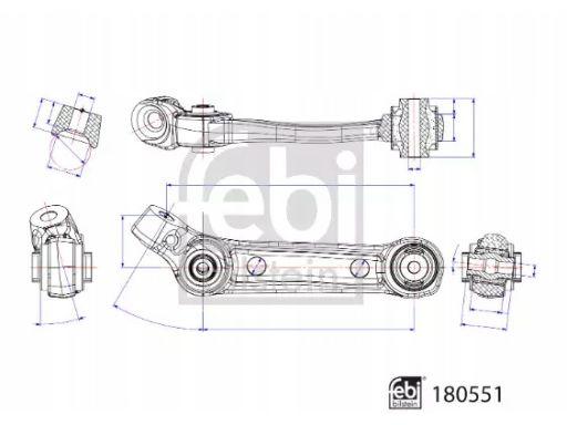 Fe180551 Wahacz Zawieszenia Koła Przód L Dół Z Tyłu 20 Mm (Z Łożyskiem