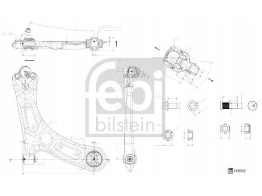 Fe185602 Wahacz Zawieszenia Koła Przód P Poprzeczny Dół/Zewnątrz (Z