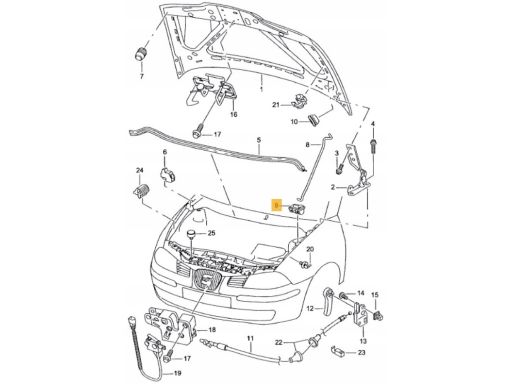 Uchwyt Podpory Maski 1U0823570A Skoda Fabia Octavia Ibiza Vw Golf Audi