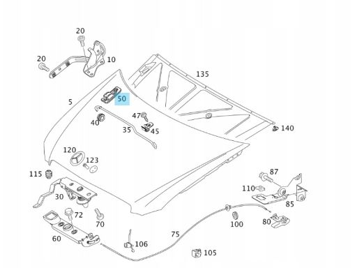 Mocowanie podpory maski Mercedes W448 W636 W639 A1688870203