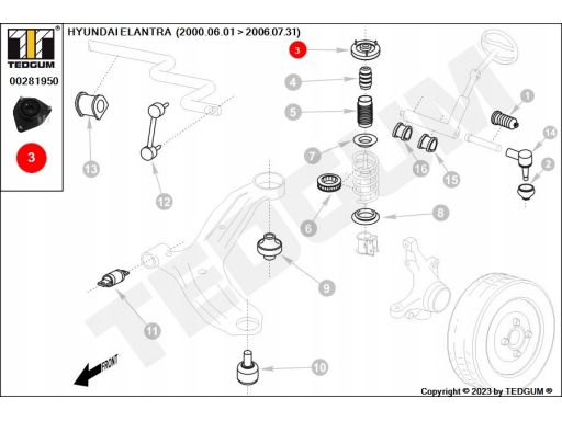 00281950 Górne Mocowanie Amortyzatora Ted-Gum